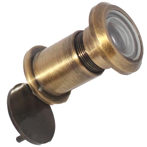 RiseOm Brass Door Peephole (Door Eye) 180 Degree Viewer (Shutter-Antique-3")