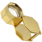RiseOm Brass Jewelers Eye Loupe,10x Magnifier, Fold able Jewelry Magnifier for Gems,Jewelry,Coins,Stamps (Pack of 1, HEX-GoldYellow-10X)--RiseOm Hardware-RISEOM