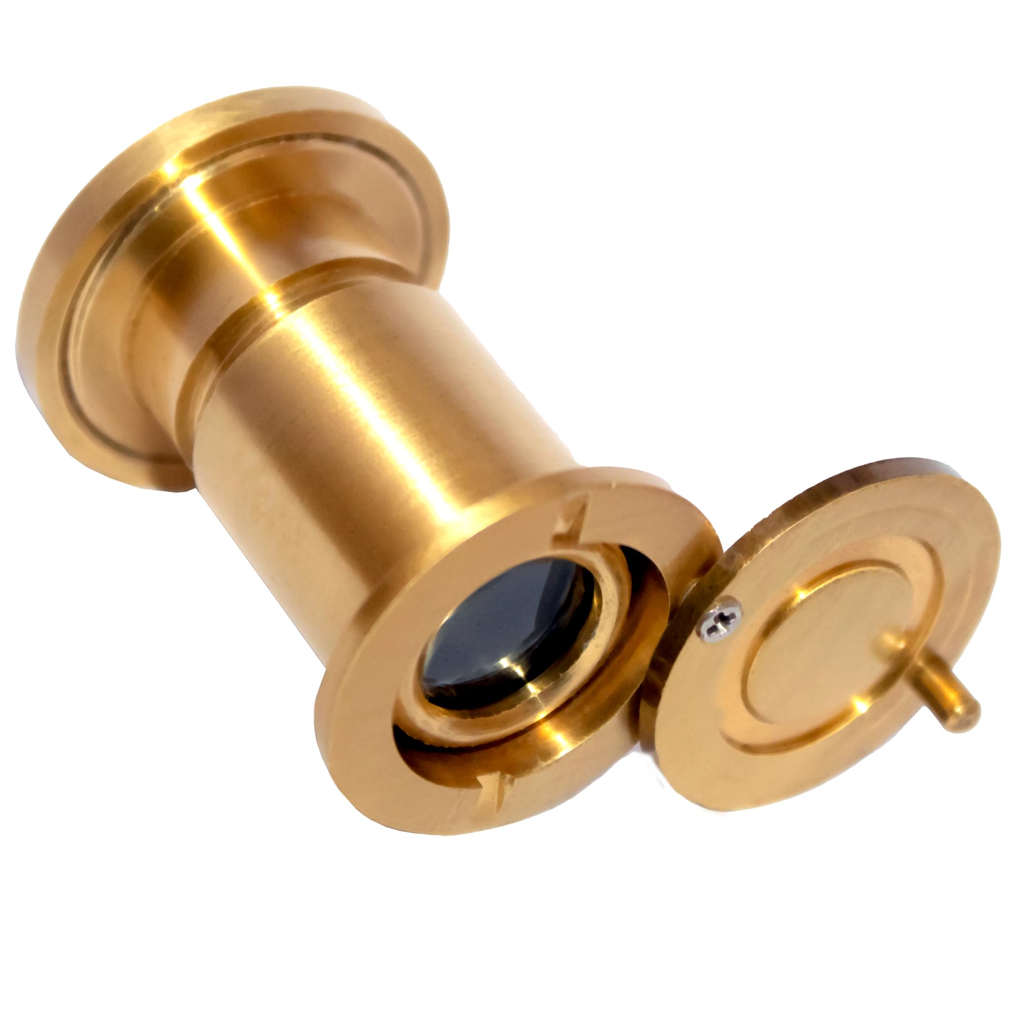 RiseOm Brass Door Peephole (Door Eye) 180 Degree Viewer (Shutter-GoldYellow-3")