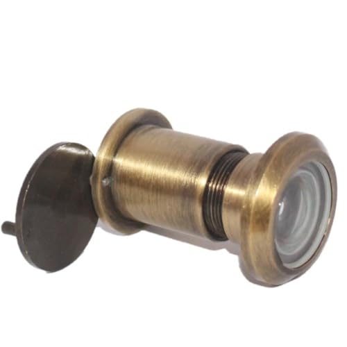 RiseOm Brass Door Peephole (Door Eye) 180 Degree Viewer (Shutter-Antique-3")