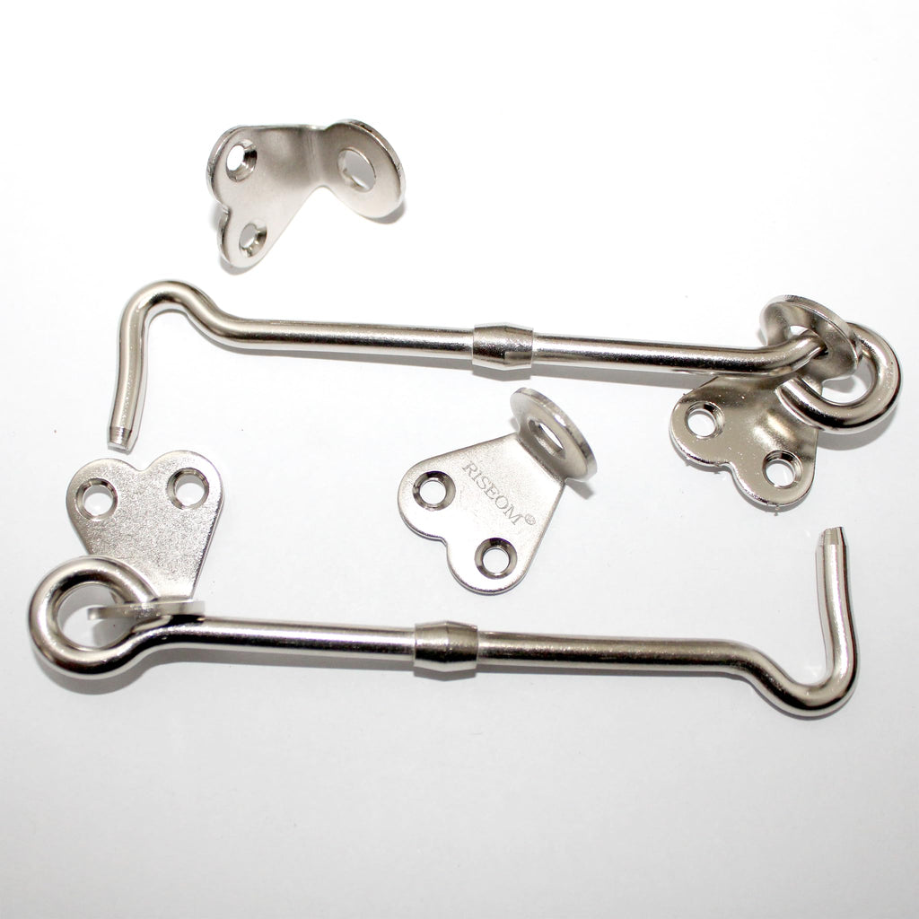 RISEOM Steel Gate Hook and Eye,Window Hook for Double Doors Gates/Windows (Flower Eye)