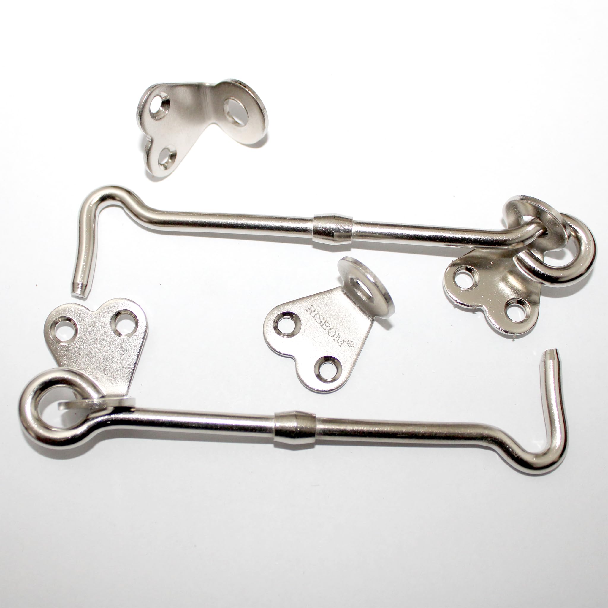 RISEOM Steel Gate Hook and Eye,Window Hook for Double Doors Gates/Windows (Flower Eye)