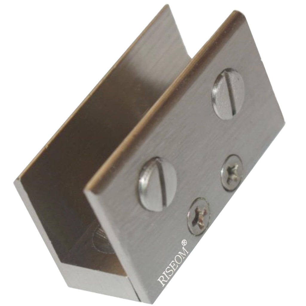 RiseOm Rectangular-Shape Glass Clip Clamp Bracket/U Bracket of Brass