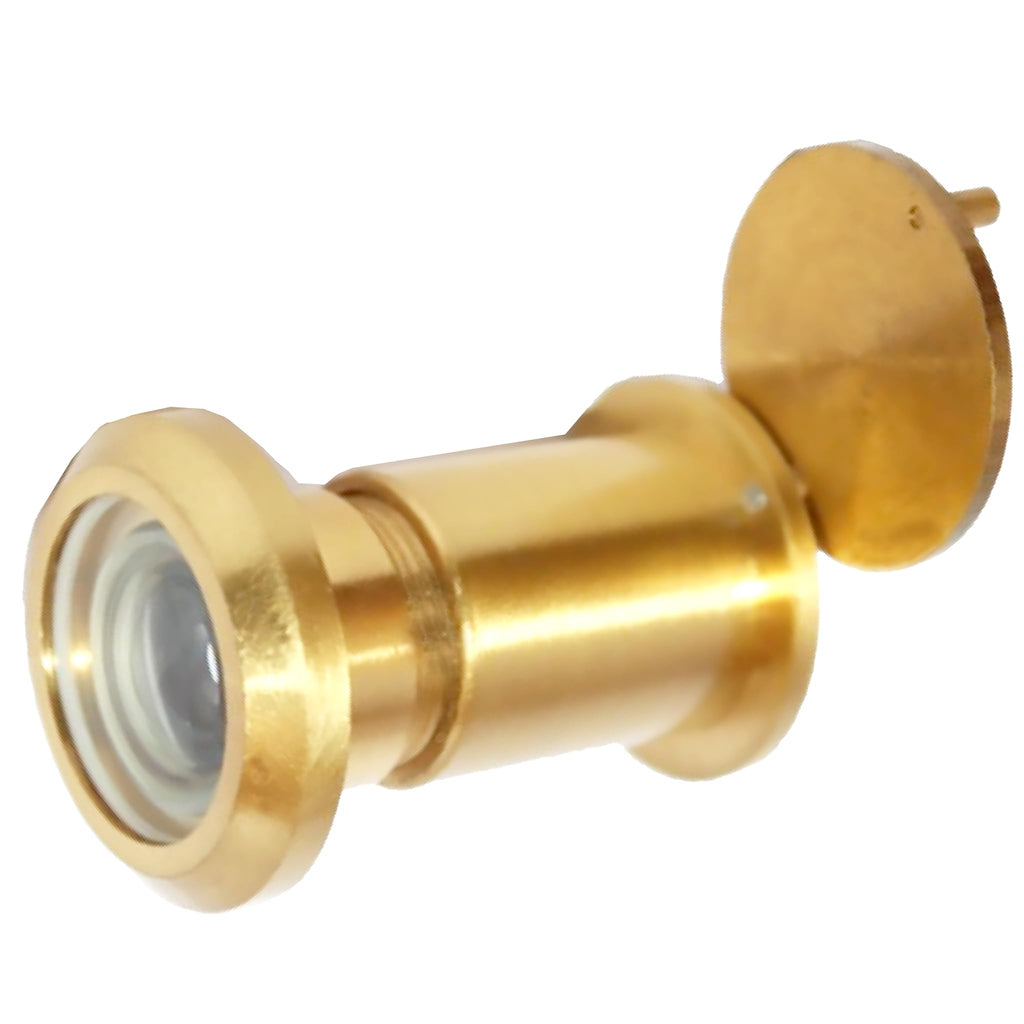 RiseOm Brass Door Peephole (Door Eye) 180 Degree Viewer (Shutter-GoldYellow-3")