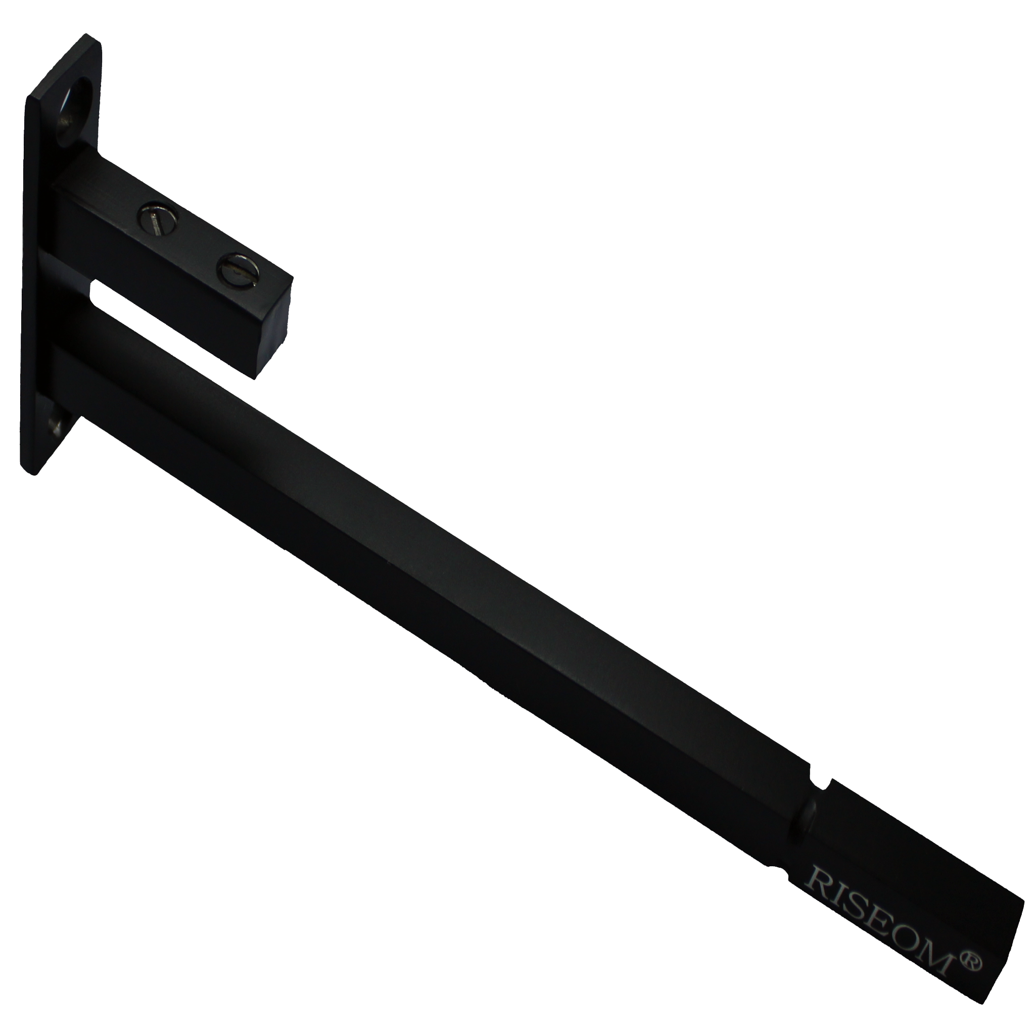 RiseOm Glass Shelf Support Brackets / F Bracket Made of Steel Black Finish (6 inch (L) X 12mm Glass)