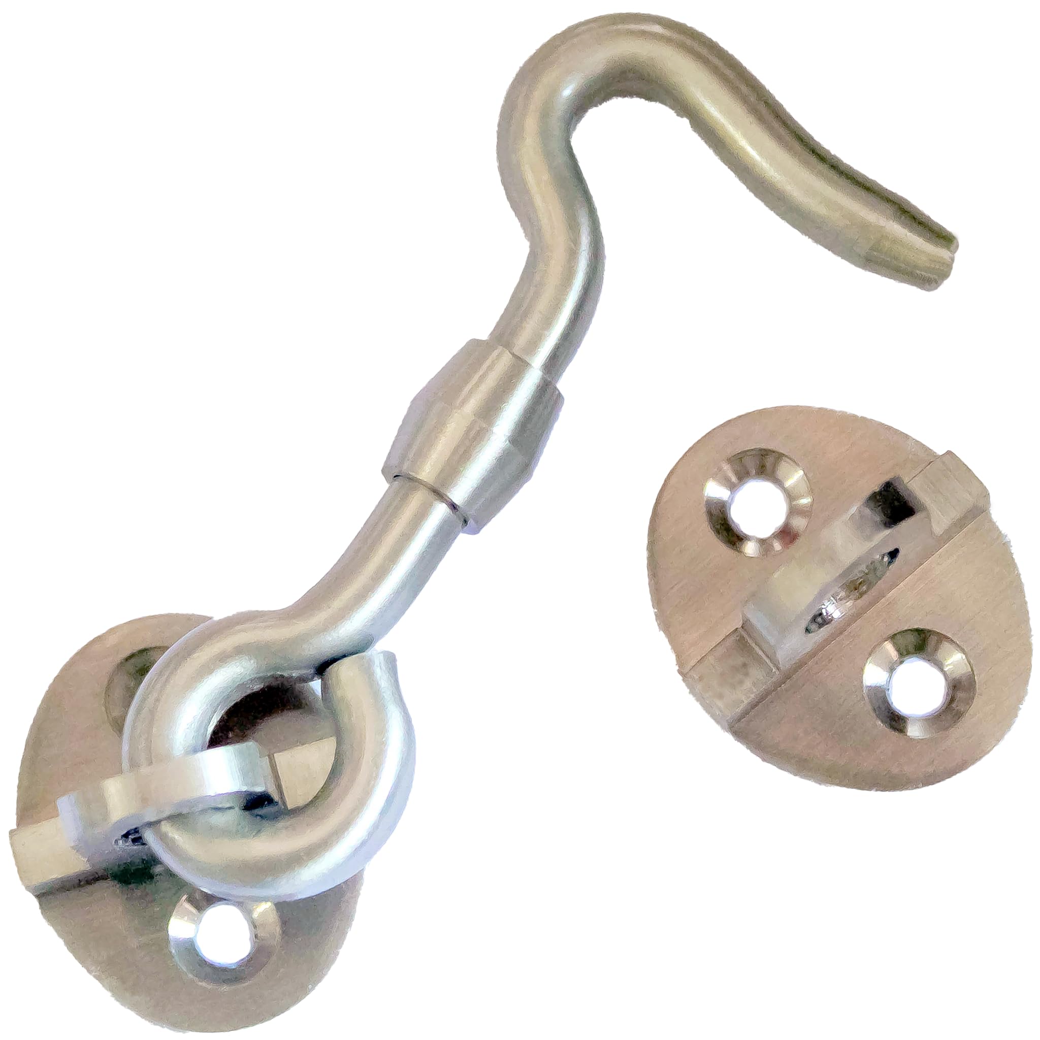 RISEOM Brass Gate Hook and Eye/Window Hook for Double Doors Gates/Windows (Heavy Oval Eye)