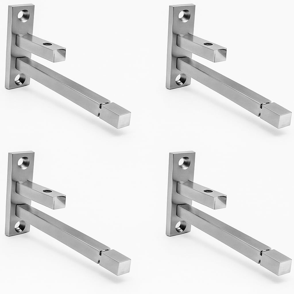 RiseOm Steel Fix Size F Bracket, F Type Shelf Support, 8 mm Rod Thickness