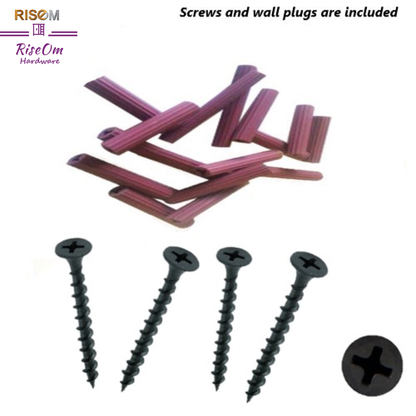 RiseOm Glass Shelf Support Brackets / F Bracket Made of Steel Black Finish (6 inch (L) X 12mm Glass)