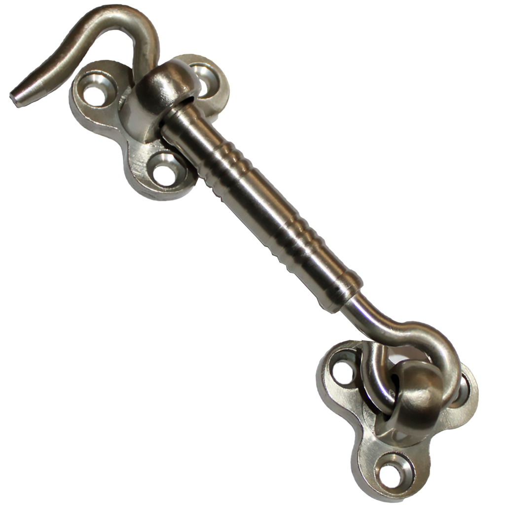 RiseOm Brass Gate Hook/Window Hook for Double Doors Gates/Windows(Flower Eye)