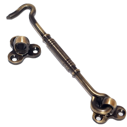 RiseOm Brass Heavy Gate Hook and Eye / Window Hook for Double Doors Gates /Windows(Flower Eye)