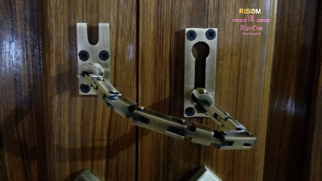 RiseOm 门链锁/门安全链保护装置/重型闩锁，适用于内门，黄铜材质