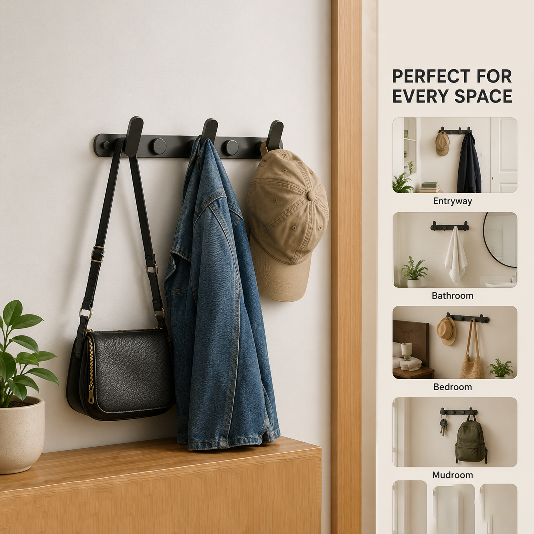 RiseOm Wall Mounted Hanger for Clothes, Towel Hooks Made of Brass