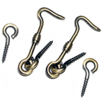 RiseOm Brass Gate Hook and Eye/Window Hook for Double Doors Gates/Windows (Screw Eye)