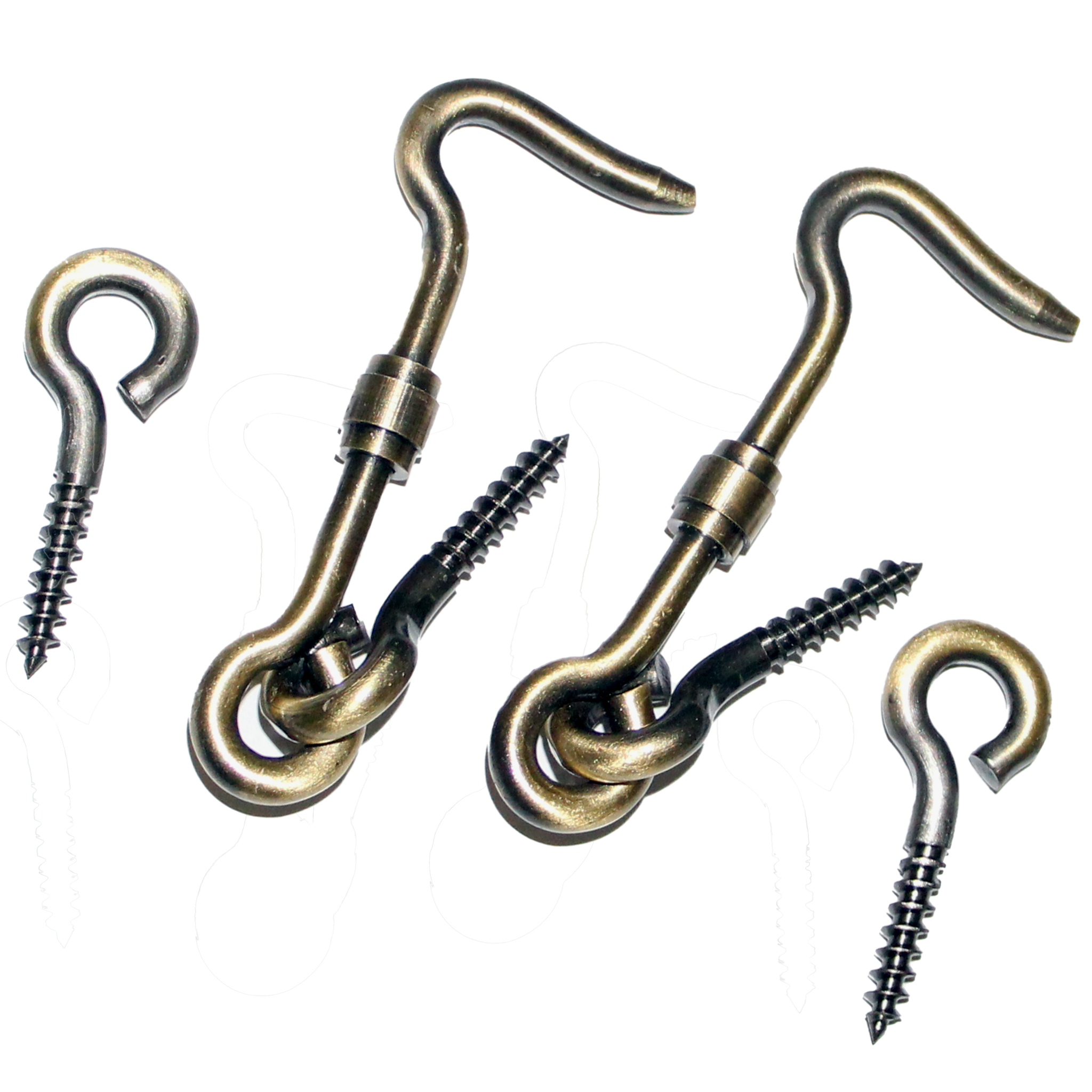 RiseOm Brass Gate Hook and Eye/Window Hook for Double Doors Gates/Windows (Screw Eye)