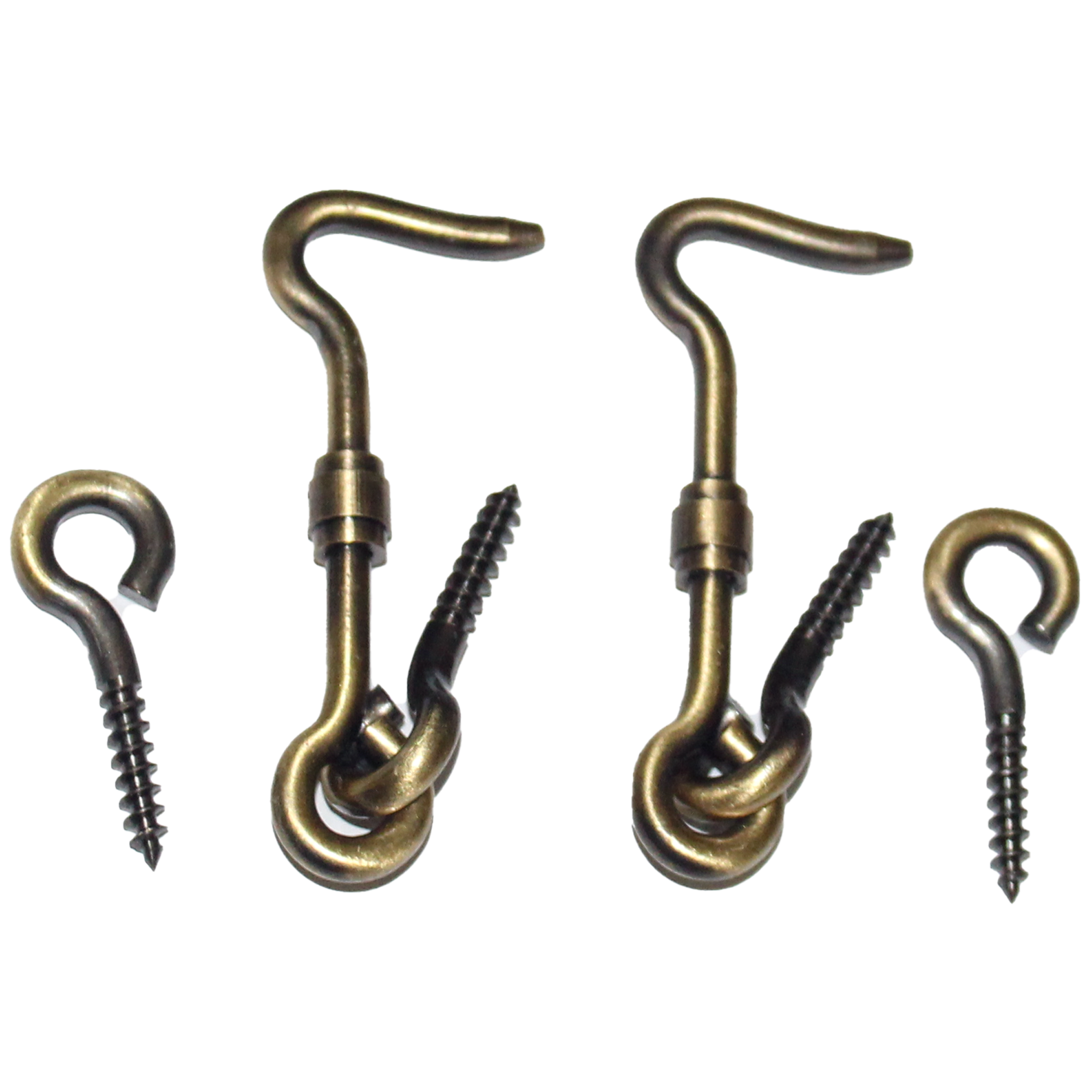RiseOm Brass Gate Hook and Eye/Window Hook for Double Doors Gates/Windows (Screw Eye)