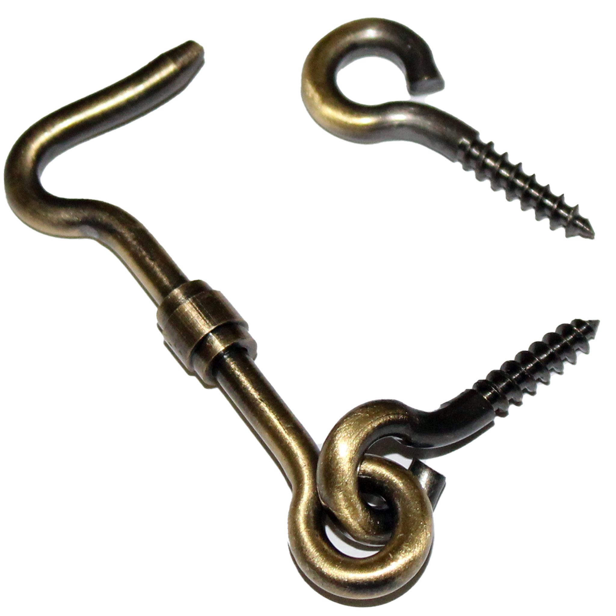 RiseOm Brass Gate Hook and Eye/Window Hook for Double Doors Gates/Windows (Screw Eye)