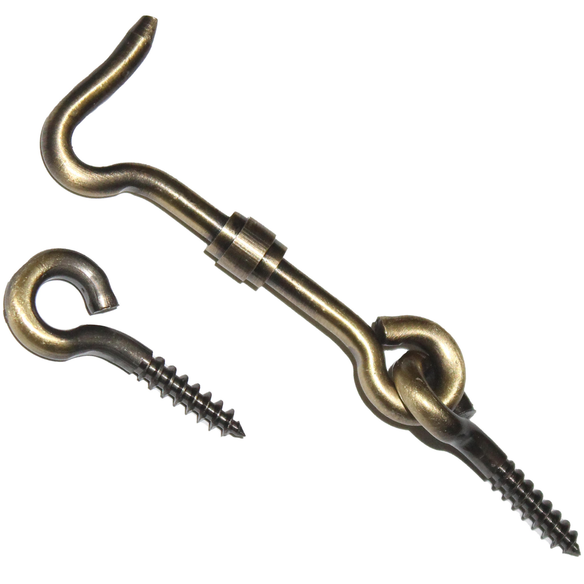 RiseOm Brass Gate Hook and Eye/Window Hook for Double Doors Gates/Windows (Screw Eye)