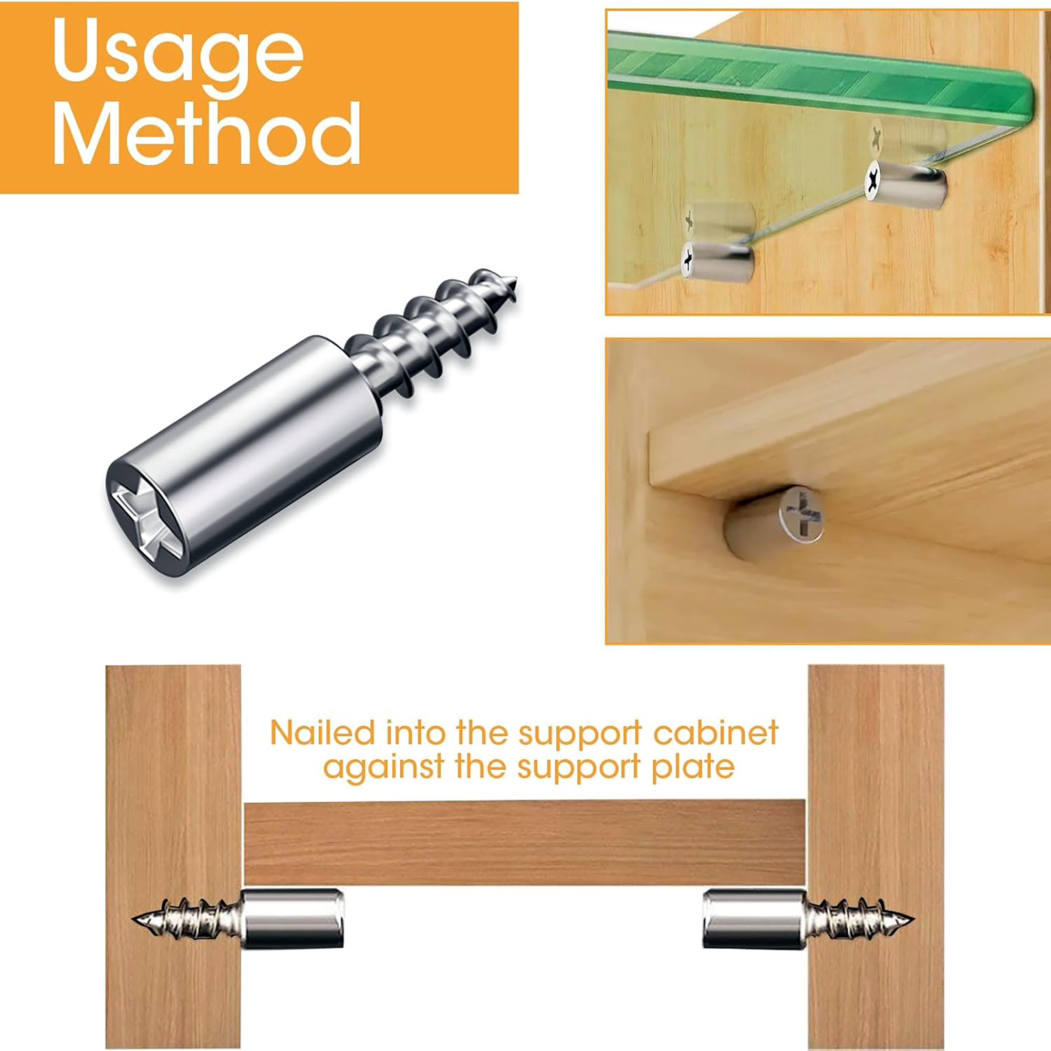 RiseOm Shelf Support Pegs/Shelf Pins with Non-Slip Sleeve Self-Tapping Screws One-Piece Shelf Pegs Metal Shelf Support for Kitchen Cupboards Cabinet Wardrobe Furniture