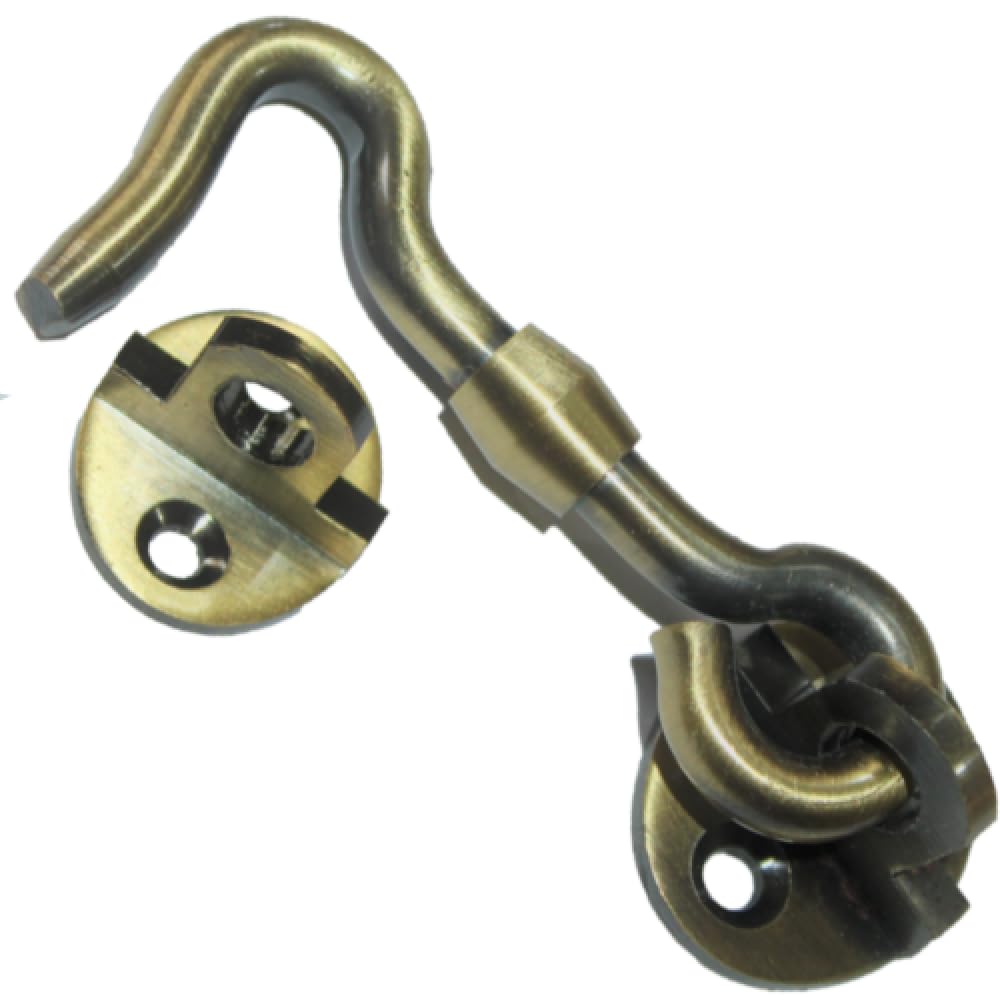 RISEOM Brass Gate Hook and Eye/Window Hook for Double Doors Gates/Windows (Heavy Oval Eye)