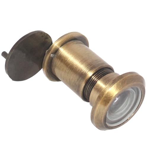RiseOm Brass Door Peephole (Door Eye) 180 Degree Viewer (Shutter-Antique-3")