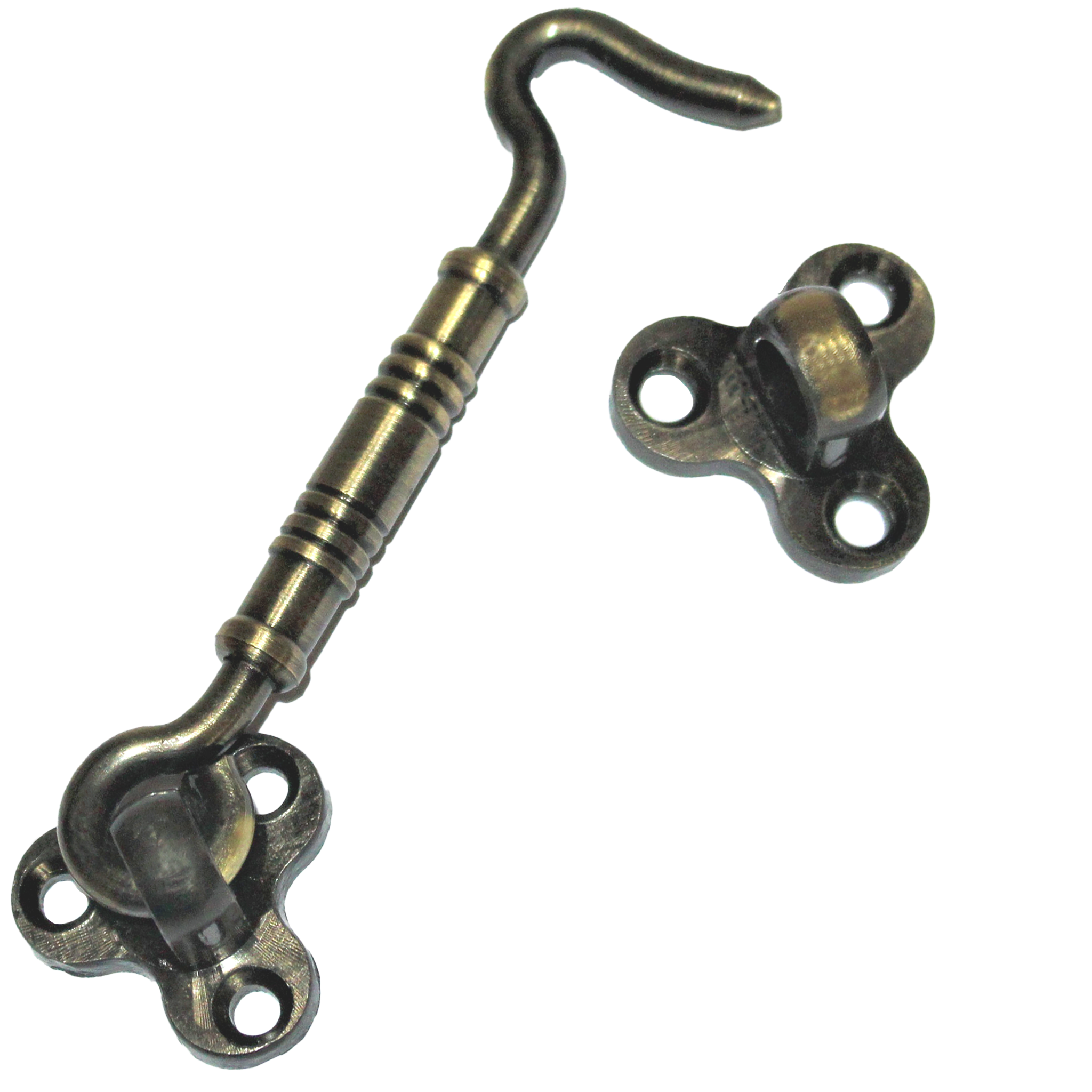 RiseOm Brass Gate Hook/Window Hook for Double Doors Gates/Windows(Flower Eye)