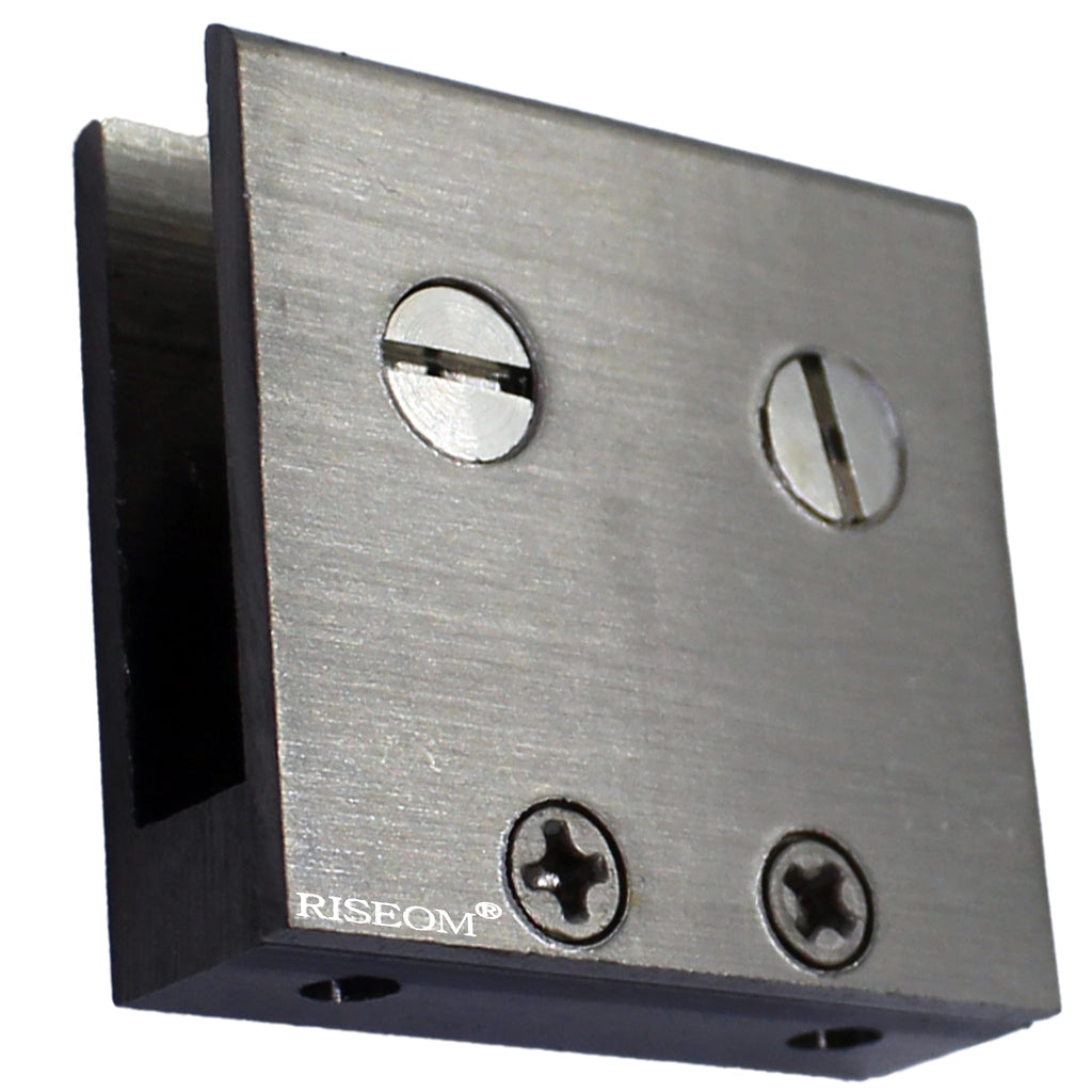 RiseOm Square Shape Glass Clip Clamp/Railing Bracket/U Bracket of Brass (pack of 4, 1.5"x1.5"x8 mm)