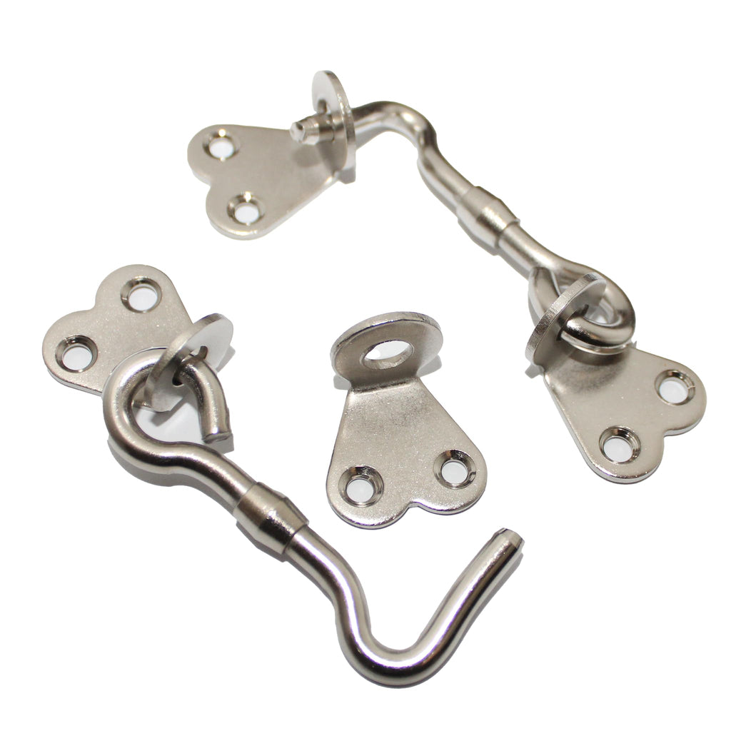 RISEOM Steel Gate Hook and Eye,Window Hook for Double Doors Gates/Windows (Flower Eye)