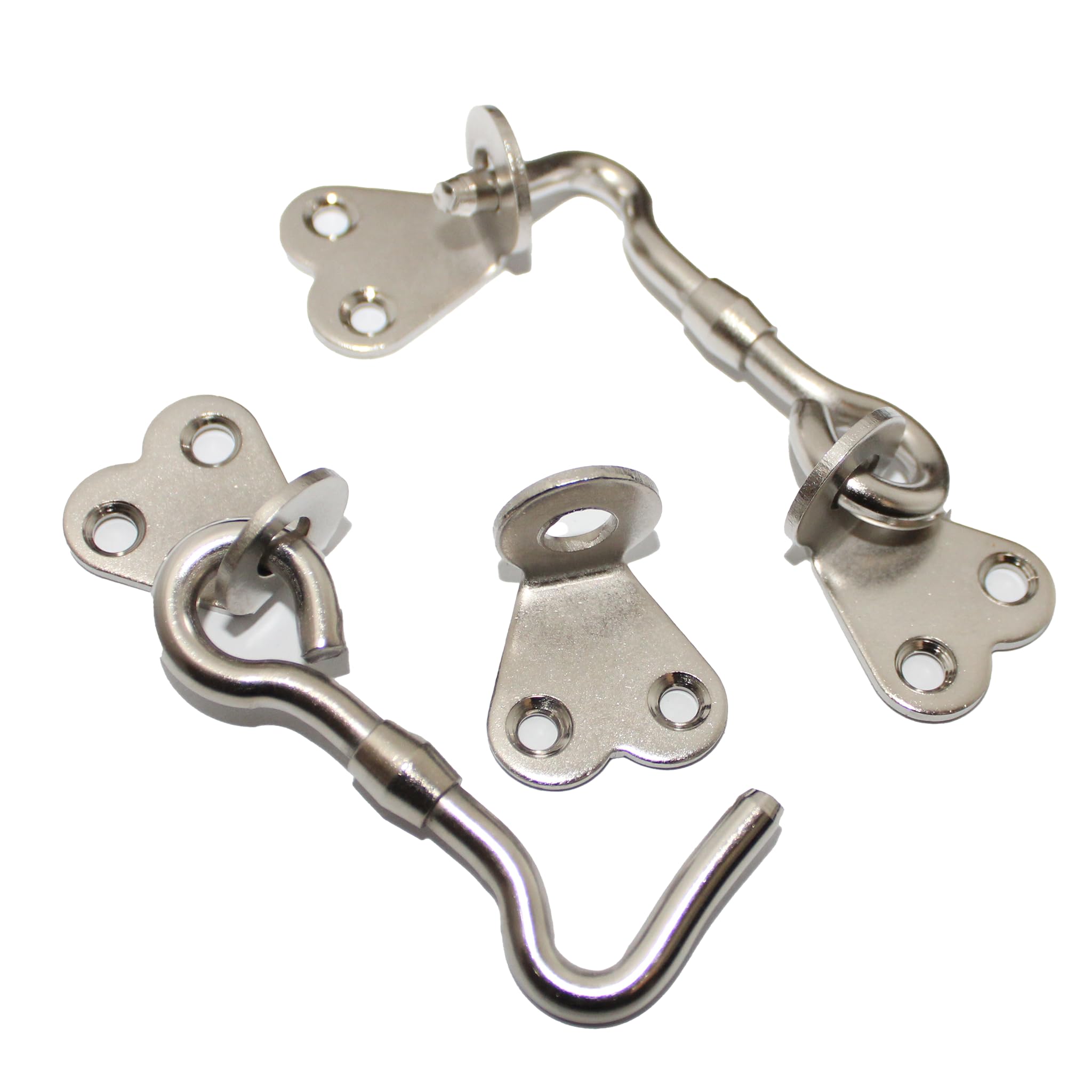 RISEOM Steel Gate Hook and Eye,Window Hook for Double Doors Gates/Windows (Flower Eye)