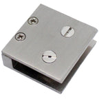 RiseOm Square Shape Glass Clip Clamp Bracket of Brass used in railings (pack of 12, 1.5"x1.5"x8 mm)