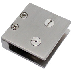 RiseOm Square Shape Glass Clip Clamp Bracket of Brass used in railings (pack of 12, 1.5"x1.5"x8 mm)