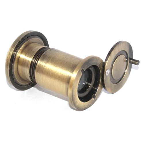 RiseOm Brass Door Peephole (Door Eye) 180 Degree Viewer (Shutter-Antique-3")