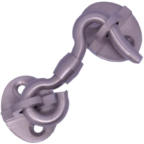 RISEOM Brass Gate Hook and Eye/Window Hook for Double Doors Gates/Windows (Heavy Oval Eye)