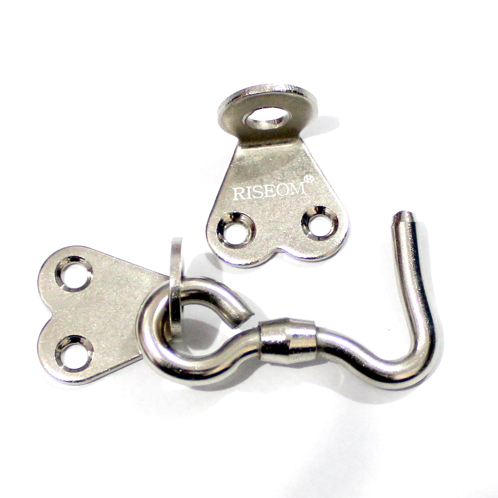 RISEOM Steel Gate Hook and Eye,Window Hook for Double Doors Gates/Windows (Flower Eye)