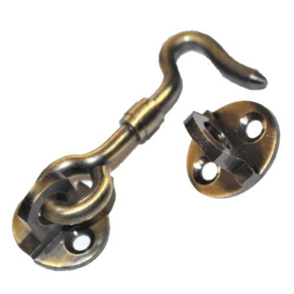 RiseOm Brass Gate Hook/Window Hook (Oval Eye) Pack of 2 - RiseOm Hardware