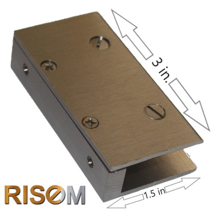 RiseOm Rectangular Shape Glass Clip Clamp Bracket/U Bracket Made of Brass - RiseOm Hardware